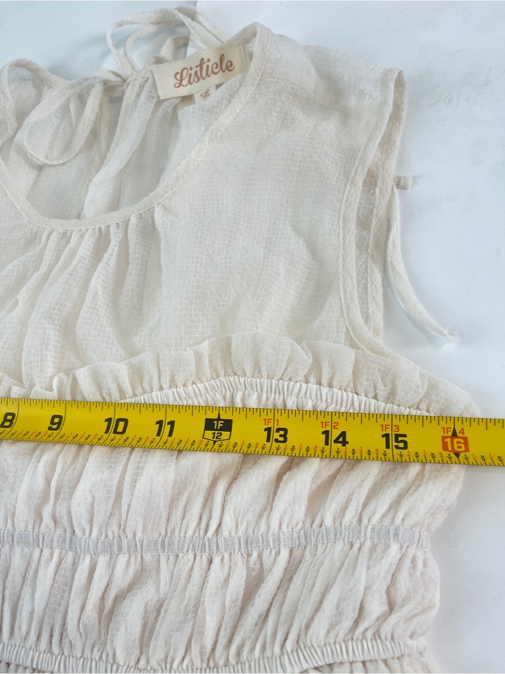 Listicle Large Ivory Ruffles Slit Maxi Skirt Top Outfit Feminine Boho Coastal - Picture 8 of 11